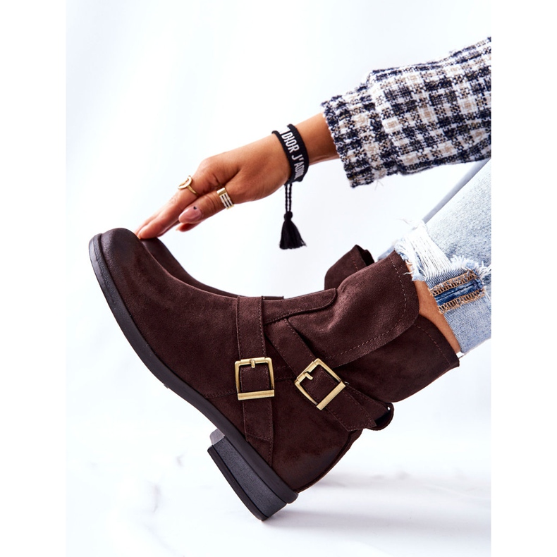 POTOCKI Stövlar i mocka med spännen Brun Renisse 1