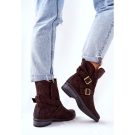 POTOCKI Stövlar i mocka med spännen Brun Renisse 2