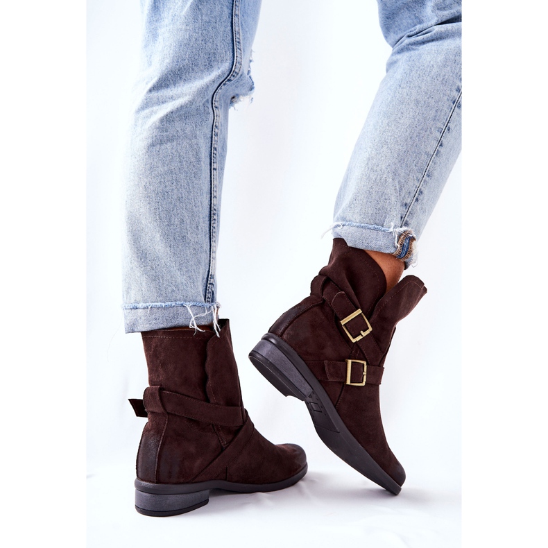 POTOCKI Stövlar i mocka med spännen Brun Renisse 2