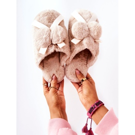 Pälstofflor Med Pompoms Beige Pampies 1