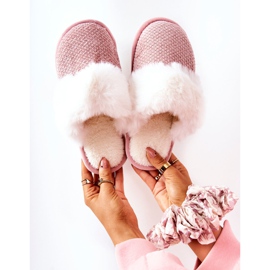 Varma Tofflor Med Päls Rosa Flamarin beige 1