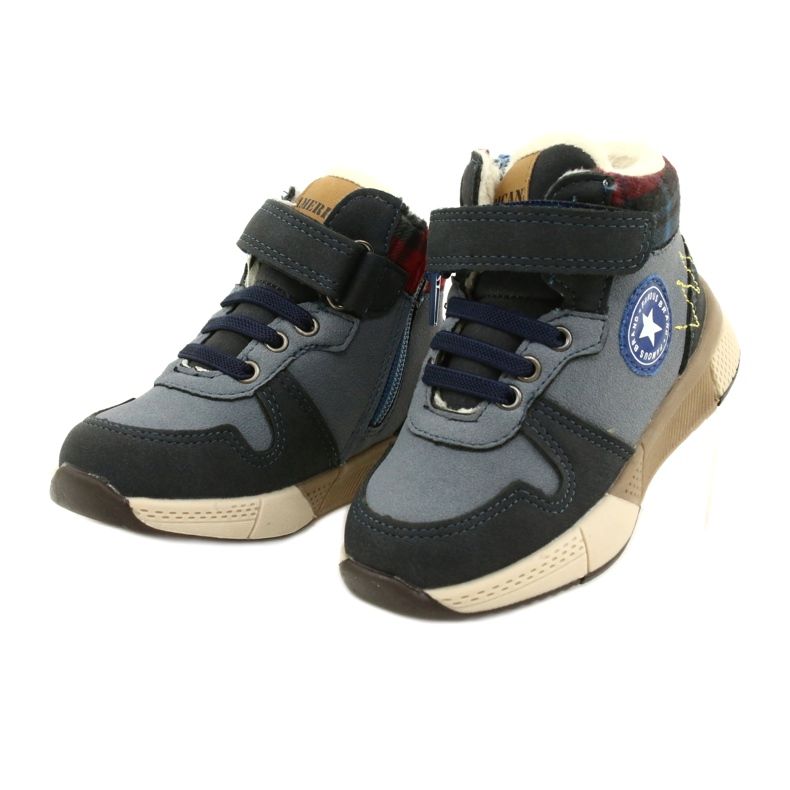 Pojkestövlar med pälsen från American Club GC27 Navy Blue blå 3