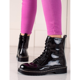 Small Swan Klassiska lackade vandringskängor svart 1