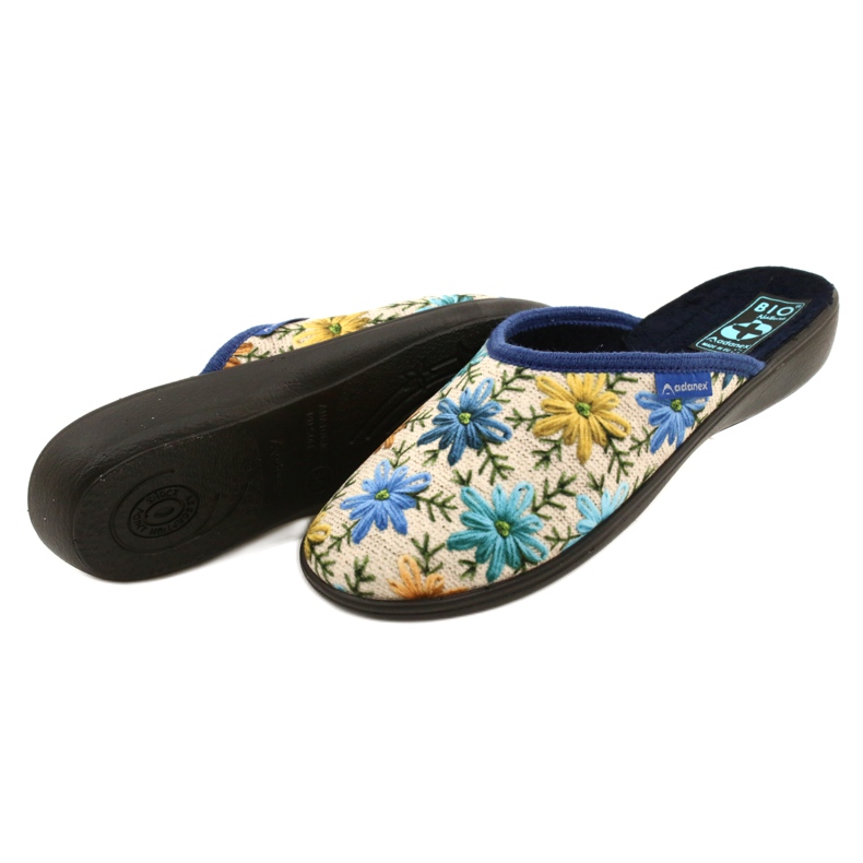 Damtofflor med blommor Adanex 26743 Beige-Blå 4