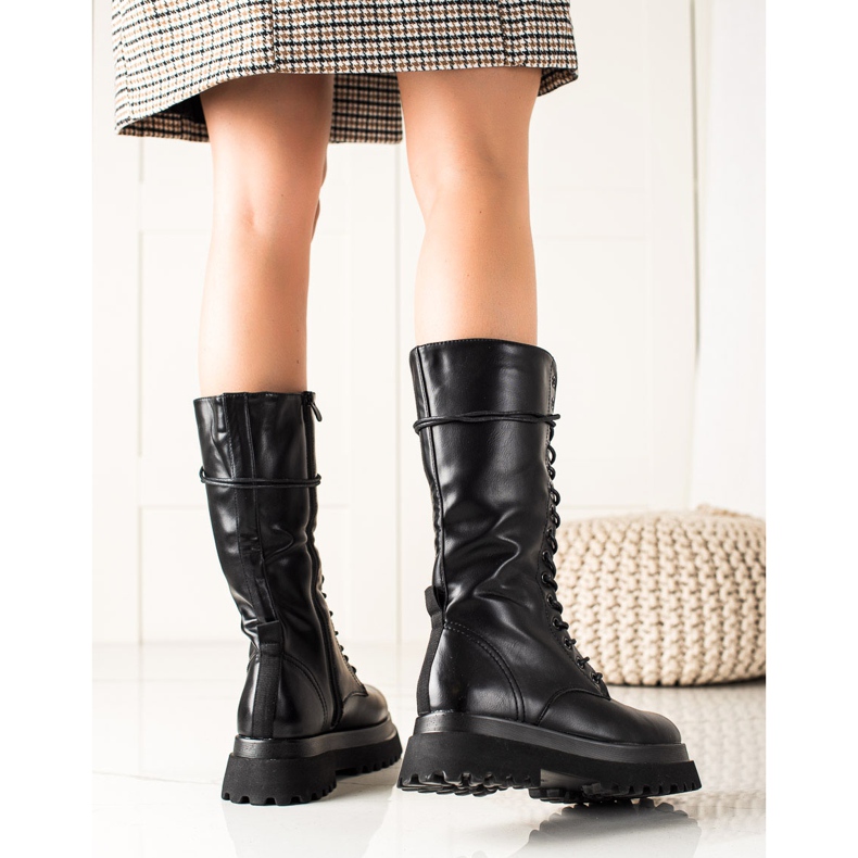 Seastar Höga stövlar med ekologiskt läder svart 1