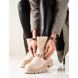 TRENDI Fashionabla plattformsstövlar beige 2