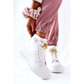 Höga Sneakers På Den Vita Standies Plattformen gyllene 2