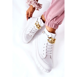 Höga Sneakers På Den Vita Standies Plattformen gyllene 1