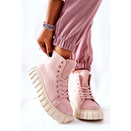 Höga sneakers i mocka på rosa Meniphise-plattform beige 2