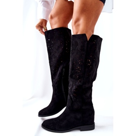 PG1 Openwork stövlar på en dold svart kil Lara röd 5