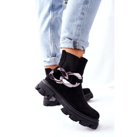 S.Barski Kvinnors isolerade stövlar, svarta chelsea stövlar med en prydnad 2