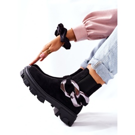 S.Barski Kvinnors isolerade stövlar, svarta chelsea stövlar med en prydnad 4