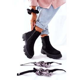 S.Barski Kvinnors isolerade stövlar, svarta chelsea stövlar med en prydnad 1