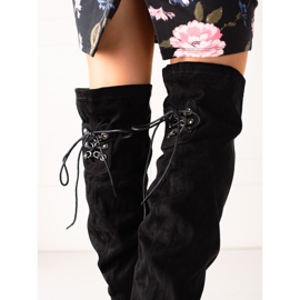 Laura Mode Högklackade lårhöga stövlar svart 2