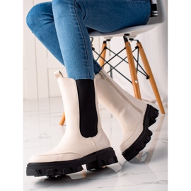 Small Swan Höga stövlar på plattformen beige 1