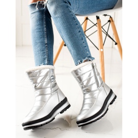 TRENDI Klassiska snöstövlar på dragkedjan silver- 1