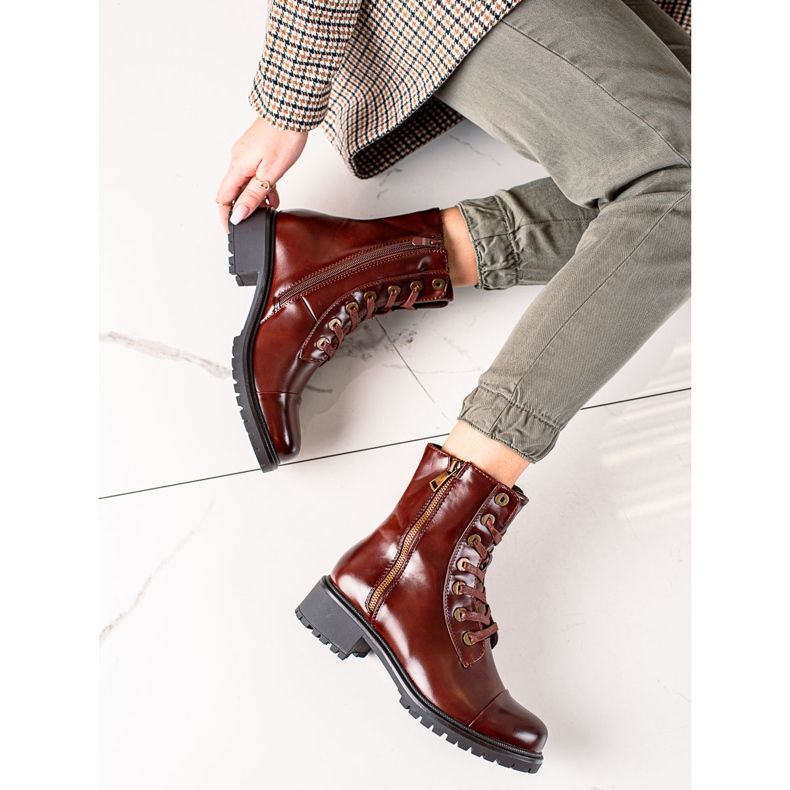 Super Mode Bruna stövlar med dekorativ dragkedja 1