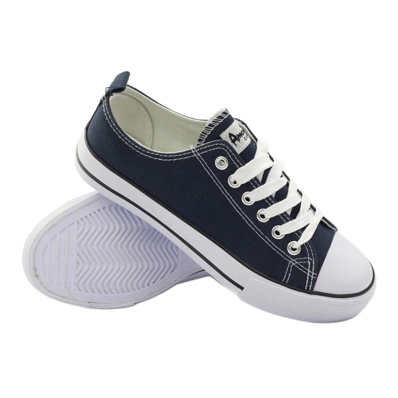American Club Kvinnors sneakers bundna American LH10 Navy Blue mångfärgad 4
