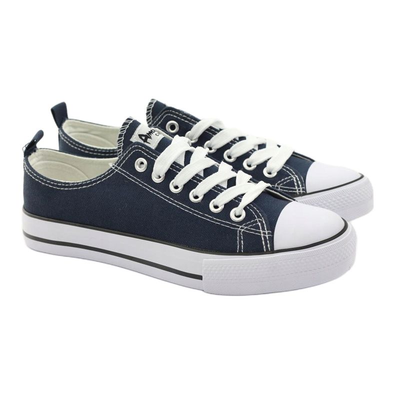 American Club Kvinnors sneakers bundna American LH10 Navy Blue mångfärgad 5