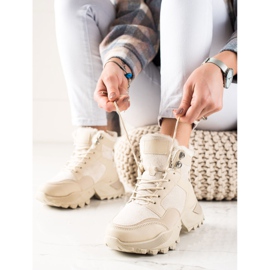 TRENDI Varma snörstövlar beige 1