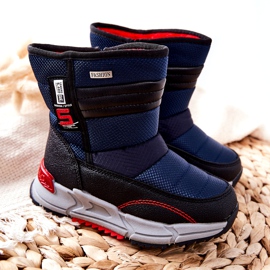 PJ2 Barns varma höga snöstövlar Marinblå Leoth svart 4