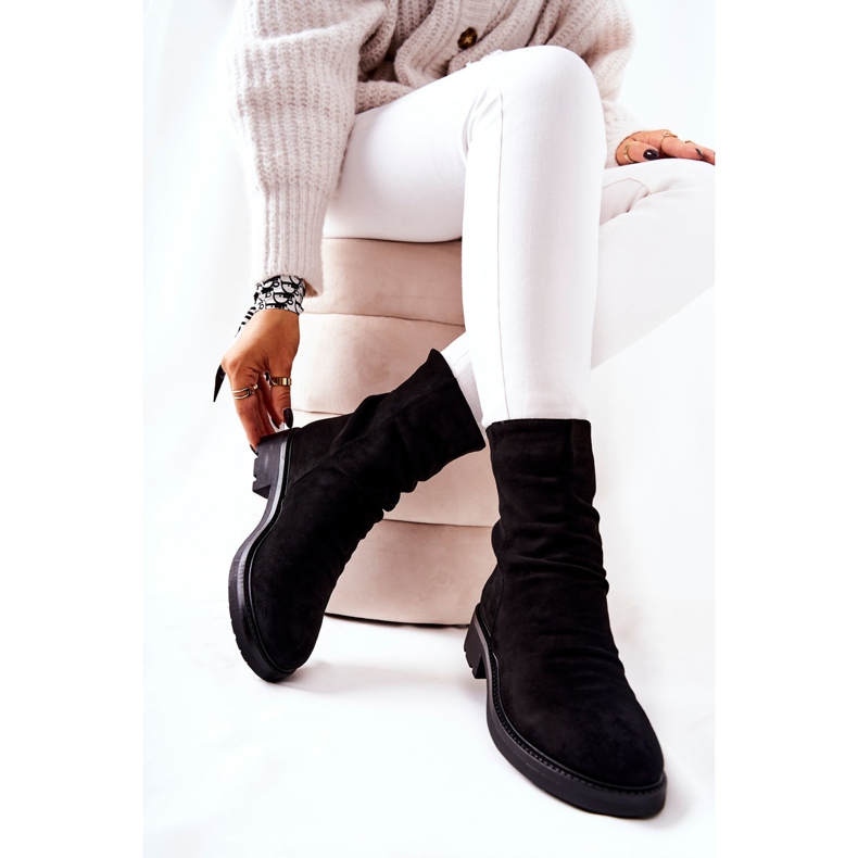 High Mocka Crinkled Boots Svart Trisha 2