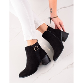 TRENDI Klassiska högklackade stövlar i mocka svart 1