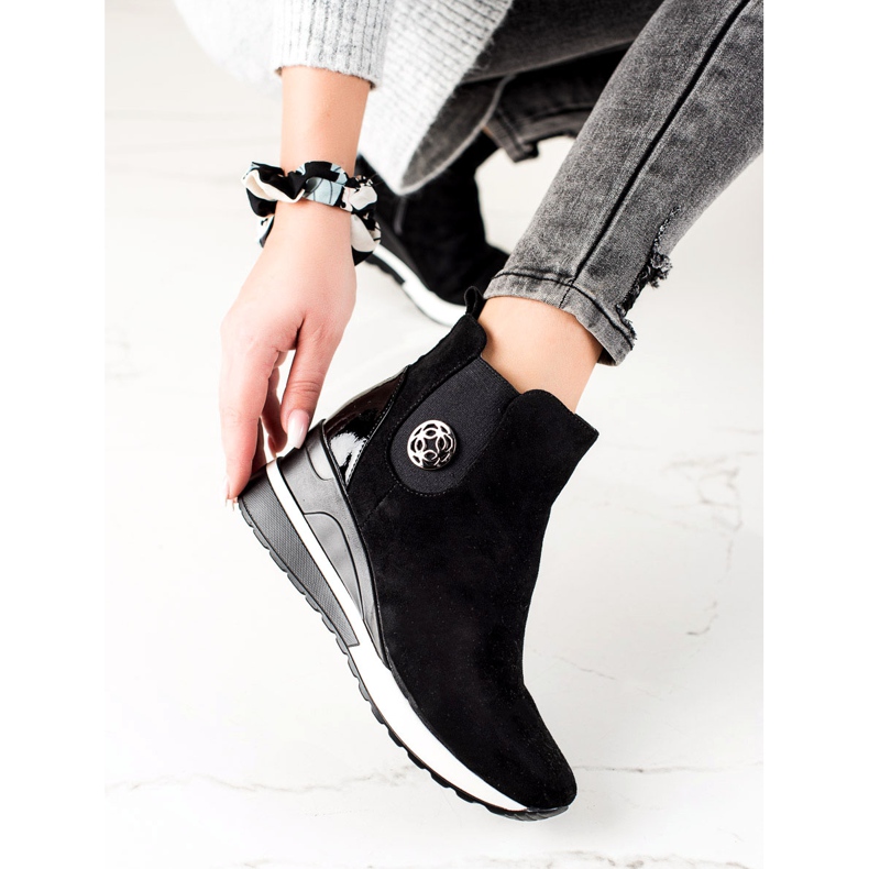 W. Potocki Stövlar på kil Potocki svart 2