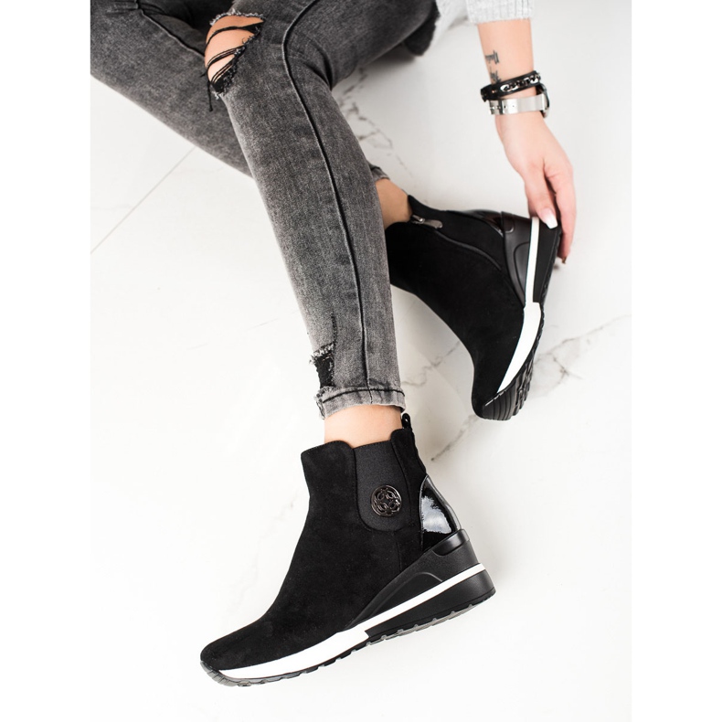 W. Potocki Stövlar på kil Potocki svart 1