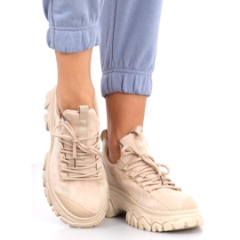 Huggy Khaki sportskor med hög sula beige 1