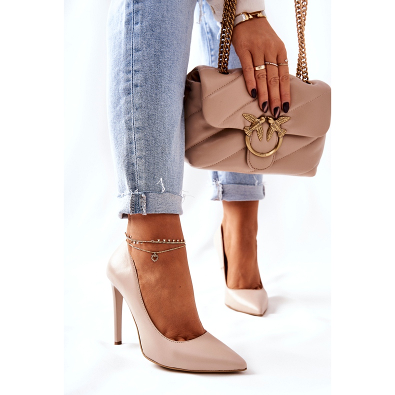 Klassiska Monnari 0180-015 Beige höga klackar 1