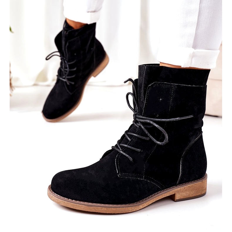 PS1 Svarta Violetta svarta stövlar med dubbla överdelar 1