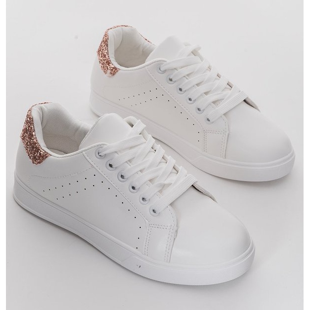 Vita sneakers med glitter Shine gyllene 1