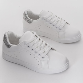 Vita sneakers med glitter Shine silver- 1