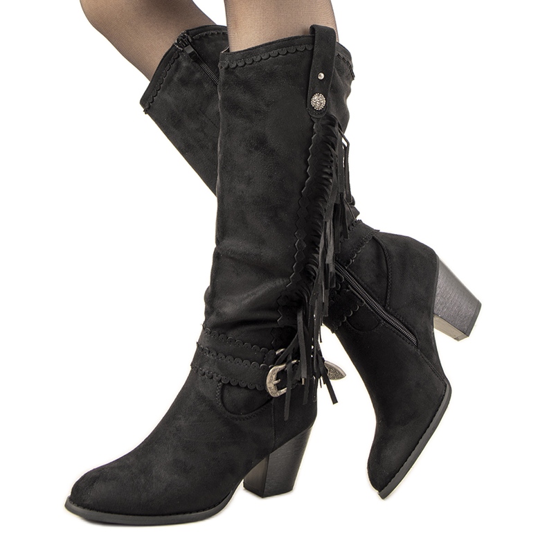 Svarta varma stövlar med Voisine-ränder 1