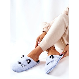 PE1 Kattungens mjuka tofflor med blå distty öron 2