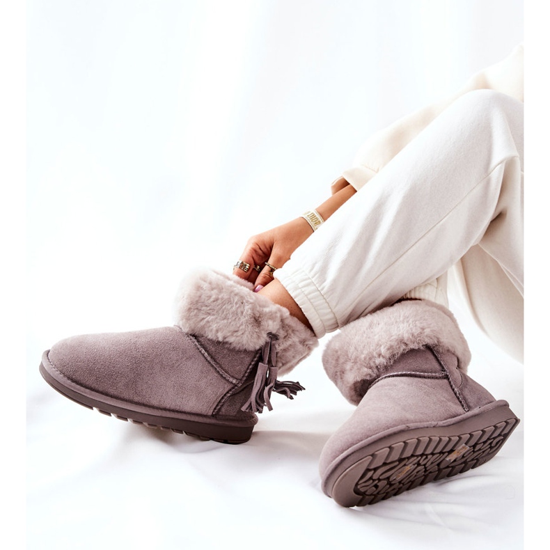 FS1 Mukluki Varma snöstövlar Fringe Grey Sorella grå 1