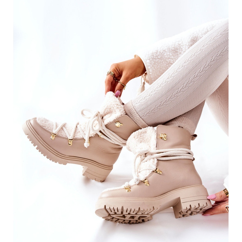 Lewski Shoes Läderstövlar Trappers Tied Lewski Light beige 3116 2