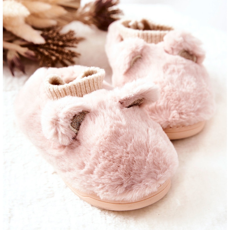 Varma Tofflor Med Ribbade Ljusrosa Dessi beige 2