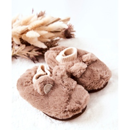 WJ1 Varma tofflor med ribbad brun Dessi beige 1