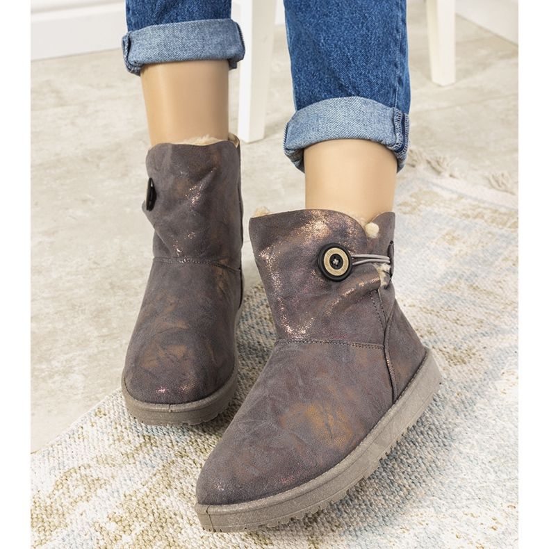 Gråa och guldiga snöstövlar för kvinnor från Kanga gyllene 2