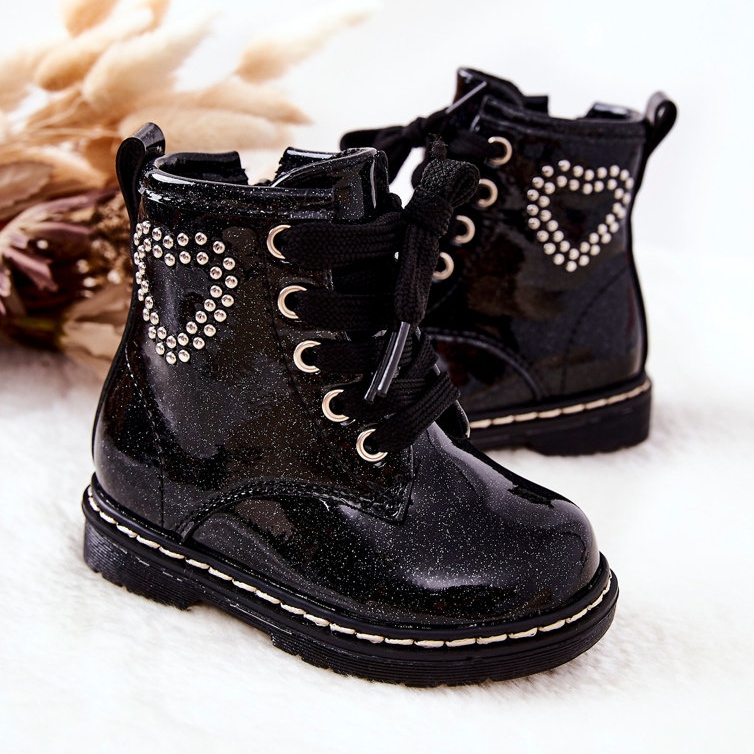 WT1 Barnlackade skinande svarta tossor 2