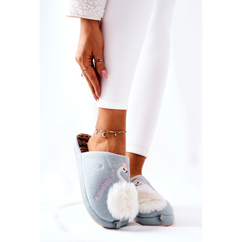 Varma tofflor Blue Rey's swan blå 2