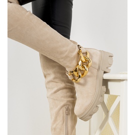 Beige stövlar med tjock Alines sula 2