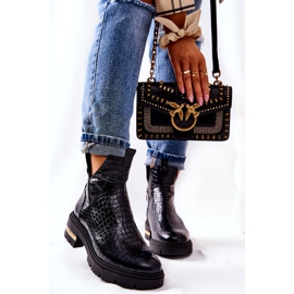 PA2 Läderstövlar Varm krokodil Svart Tanya 1
