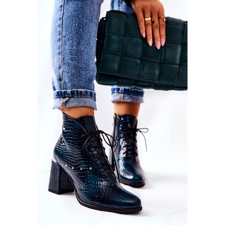 PA2 Skinnstövlar för kvinnor på en klack Gröna Neliko 2