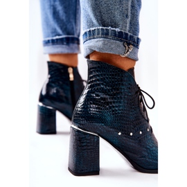 PA2 Skinnstövlar för kvinnor på en klack Gröna Neliko 1