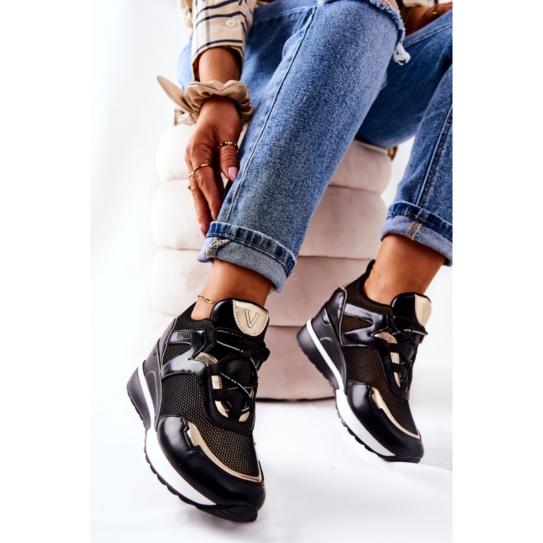 Vinceza Dam Sportskor Sneakers Svart-Guld Colli gyllene 2