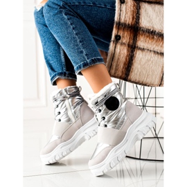 TRENDI Casual snökängor silver- grå 1