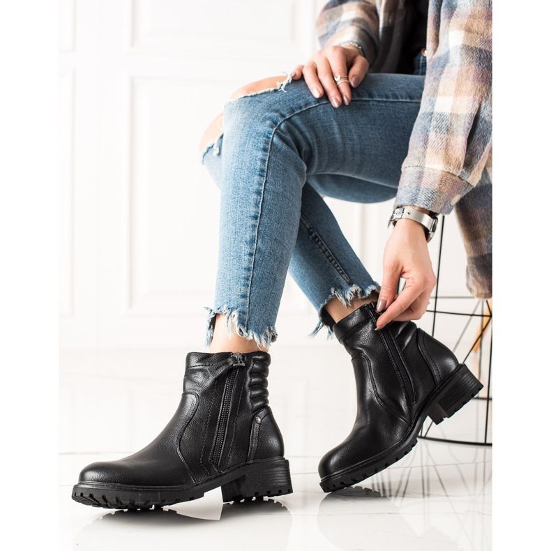 Evento Klassiska stövlar med dekorativ dragkedja svart 1